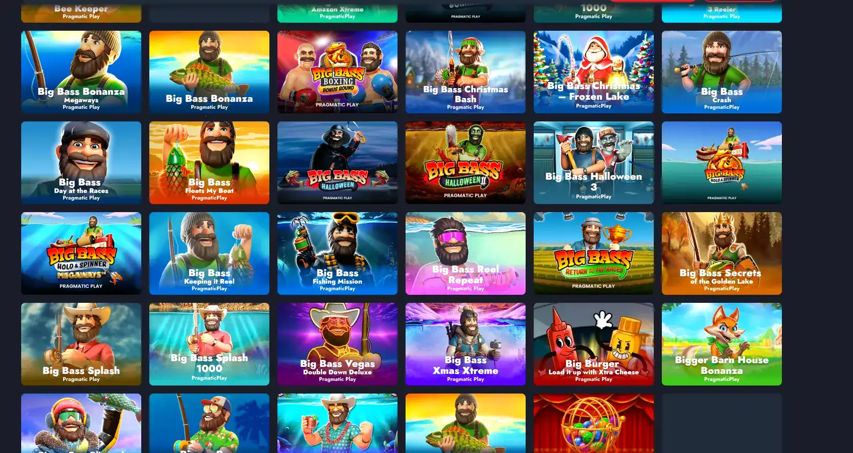 Интерфейс игрового зала казино Р7 с яркими слотами